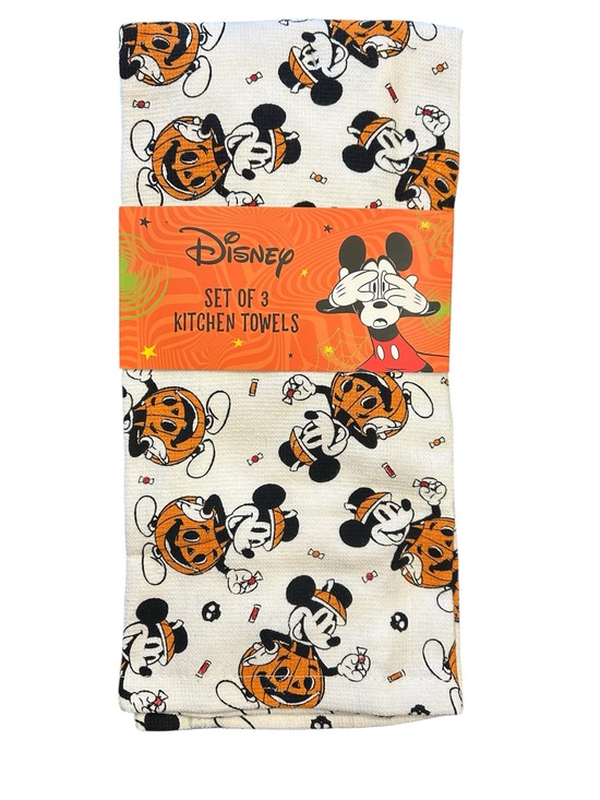Disney Other - Disney Halloween Mickey Mouse Pumpkin Set of 3 Kitchen Towel Set